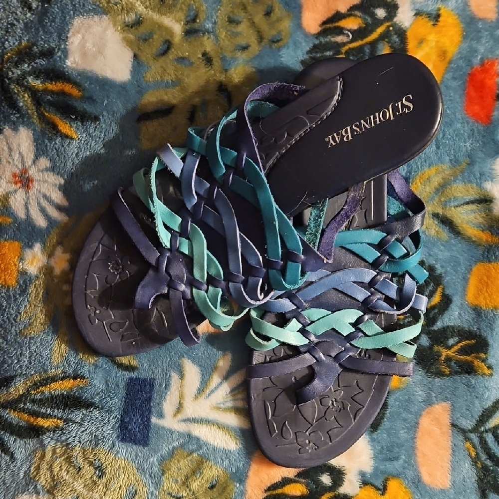 St. John's Bay Blue and Teal Sandals